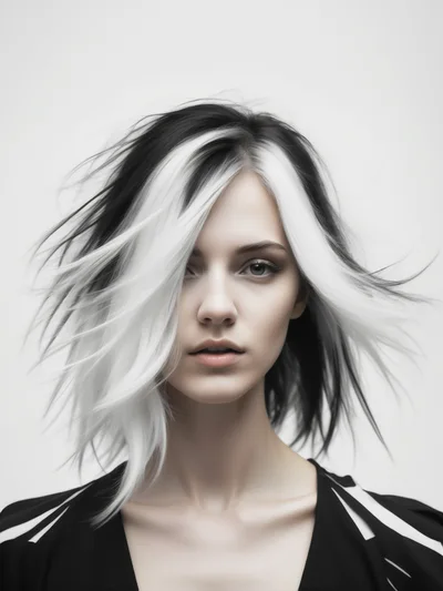 Portrait Of A Young Woman With Two Toned Hair