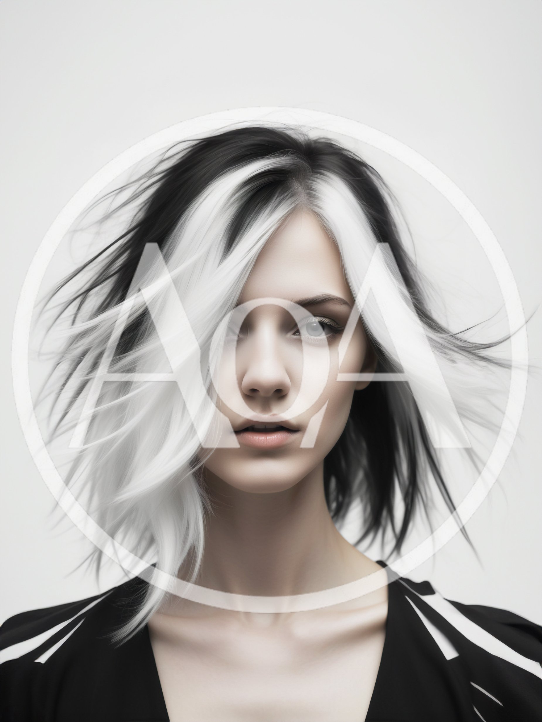Portrait Of A Young Woman With Two Toned Hair