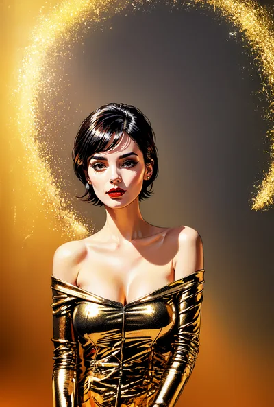 Portrait Of A Glamorous Woman In A Gold Dress