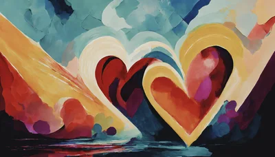 Abstract Painted Hearts With Vibrant Colors