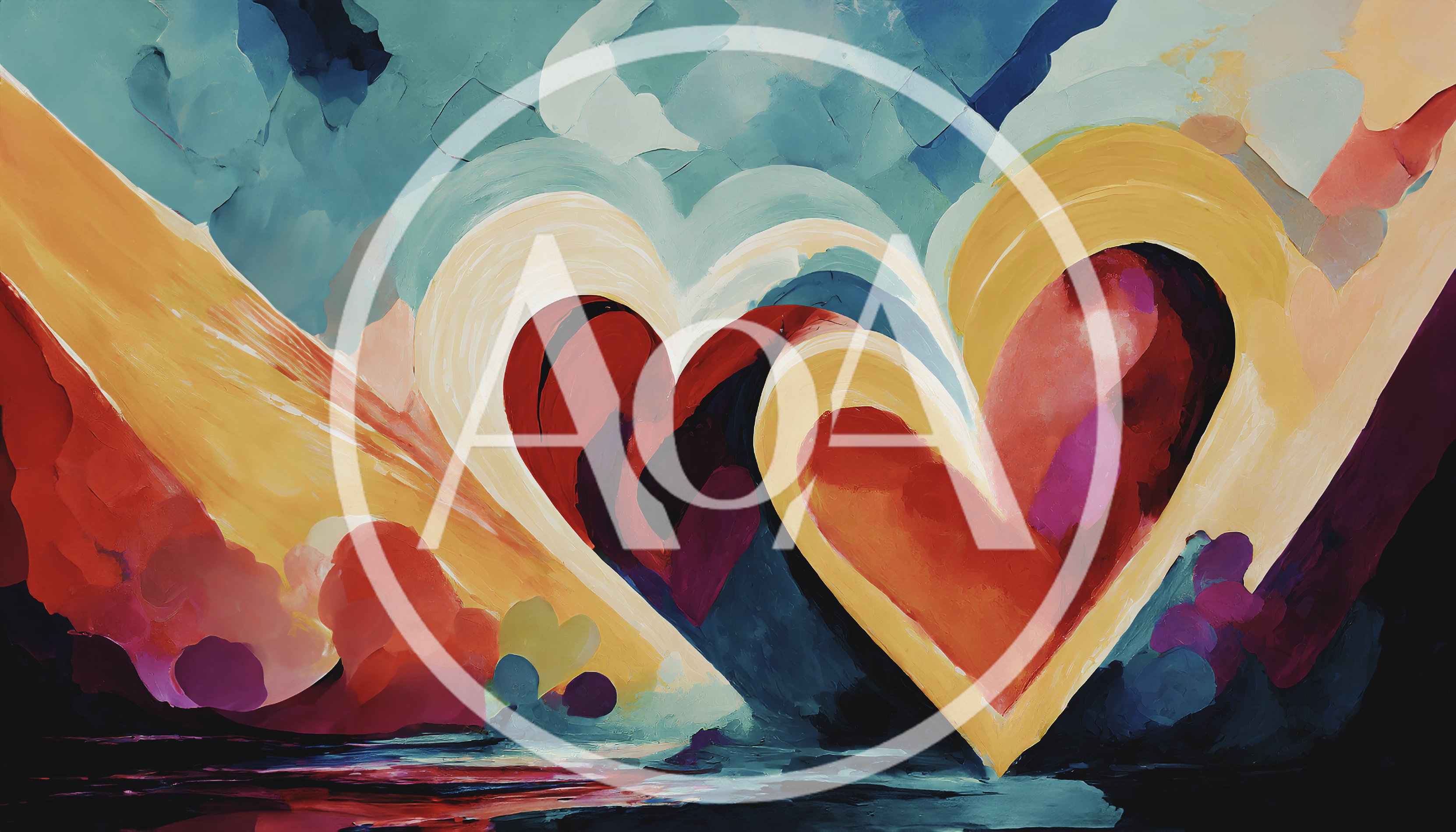 Abstract Painted Hearts With Vibrant Colors