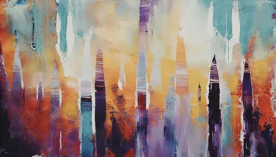 Abstract Oil Painting With Vertical Textured Brushstrokes