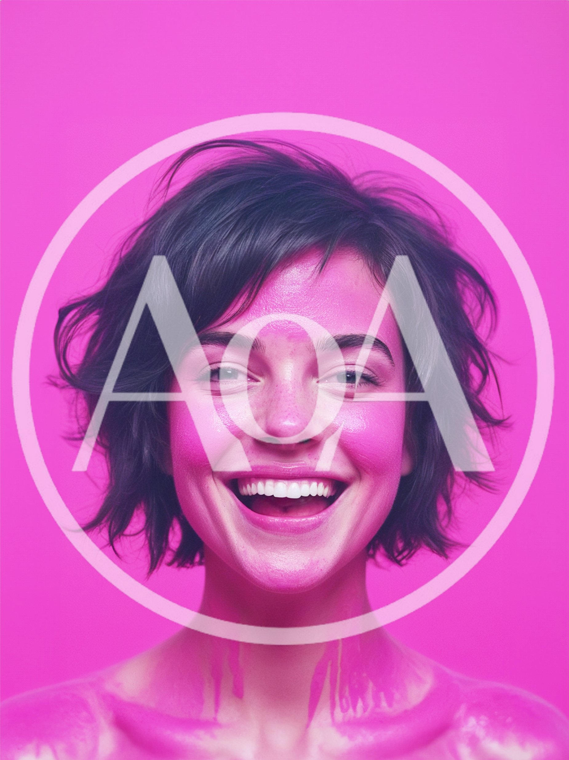Portrait Of A Woman Covered In Pink Paint