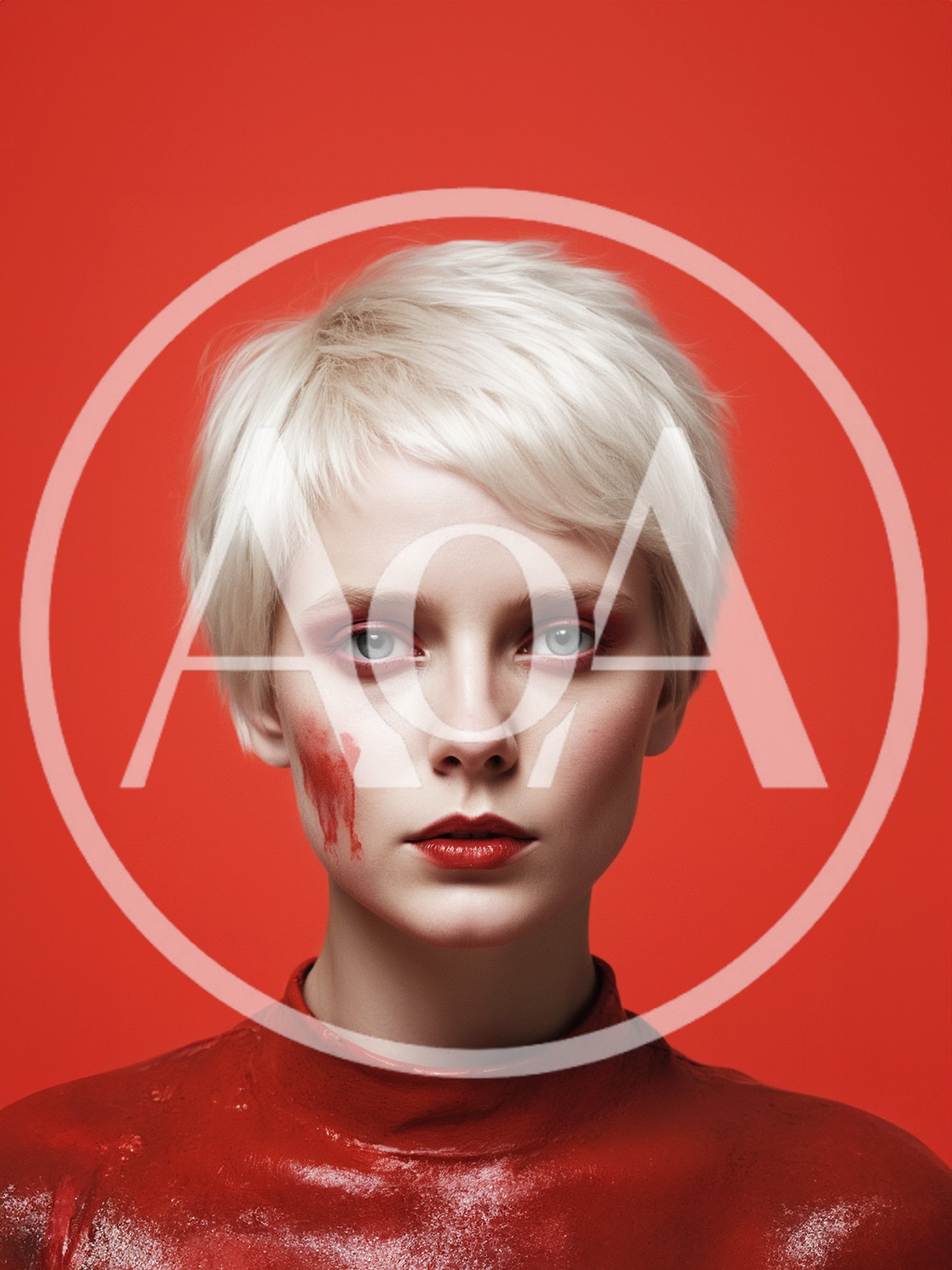 Portrait Of A Woman With Red Makeup And Paint