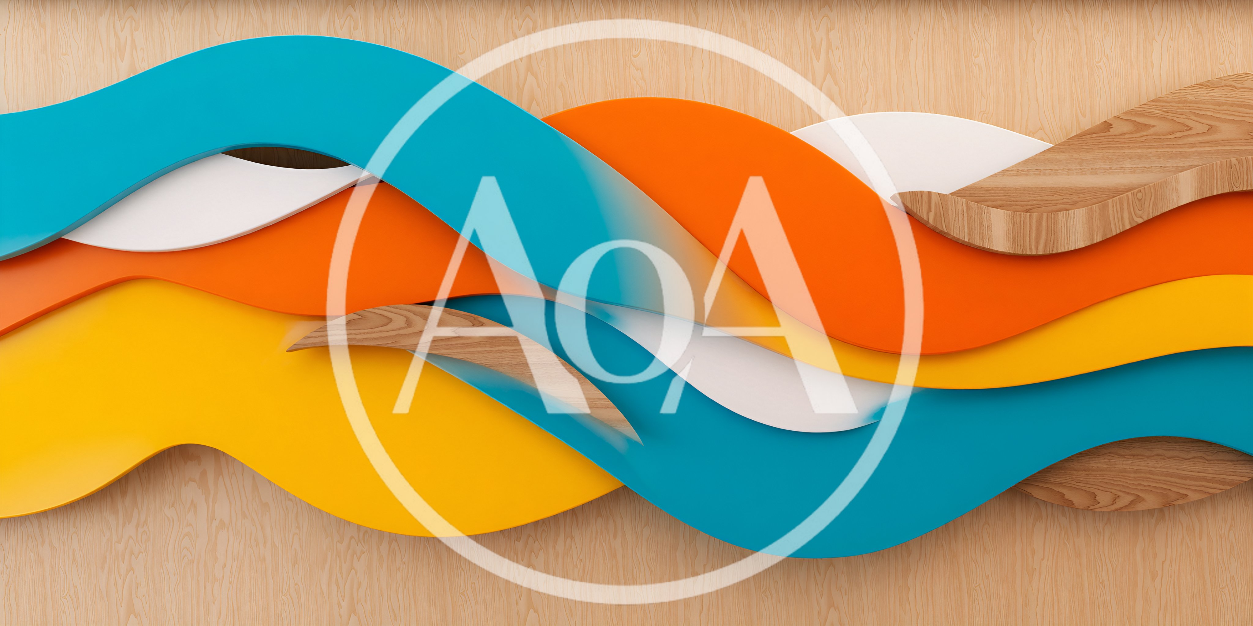 Abstract 3D Wavy Layers With Wood Texture Background