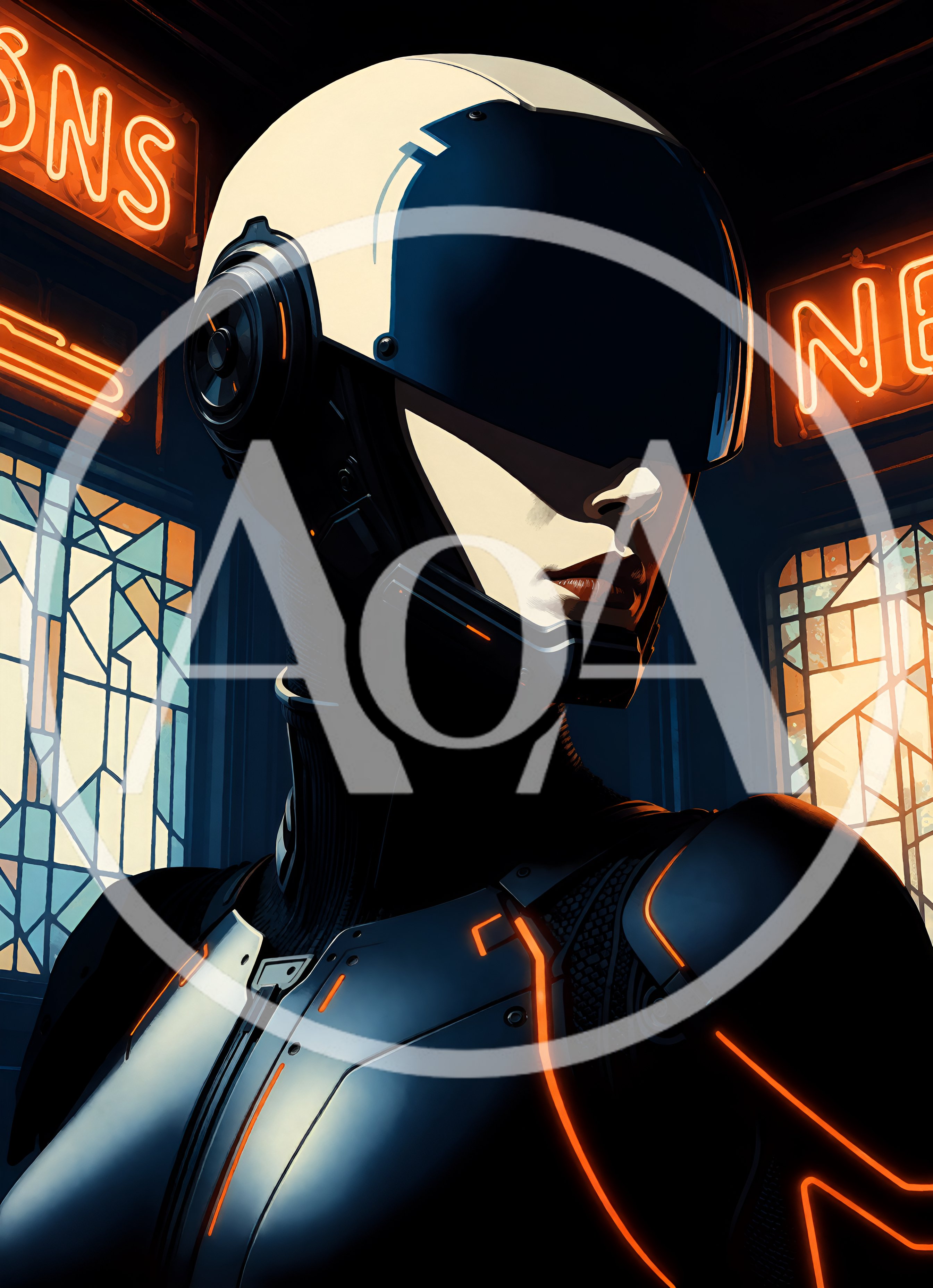 Cybernetic Female Android With Glowing Neon Accents