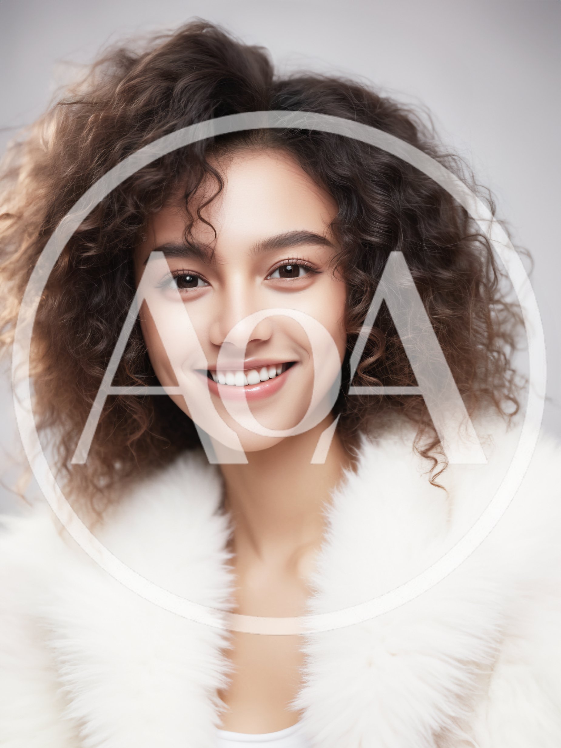 Portrait Of A Smiling Woman With Curly Hair