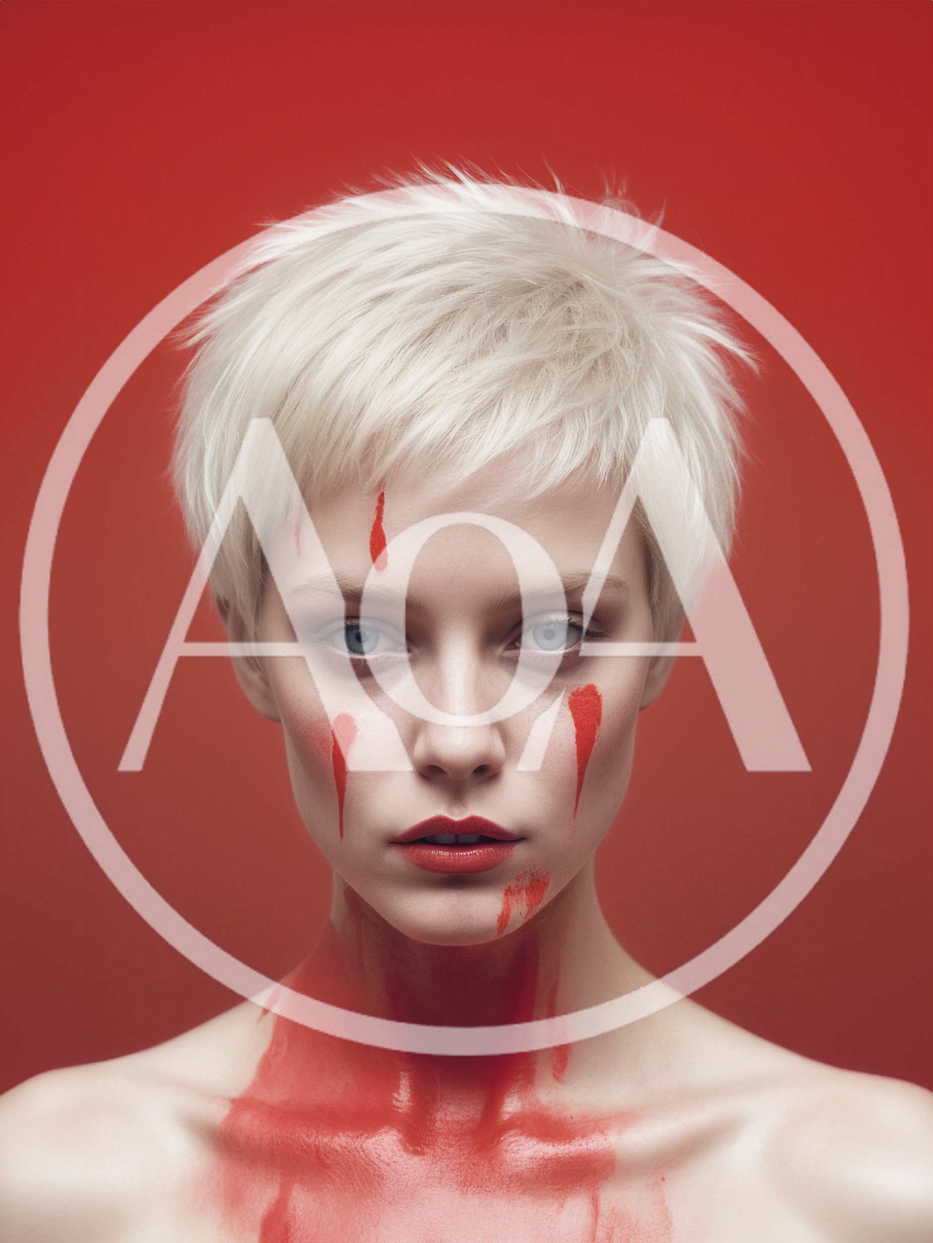 Portrait Of A Woman With Red Paint On Face
