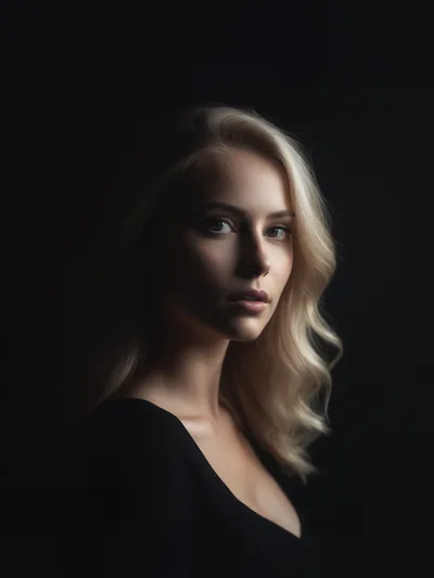 Portrait Of A Young Blonde Woman In Low Key Lighting