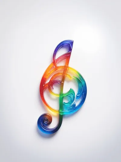 Rainbow Colored Treble Clef Music Symbol