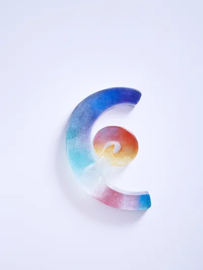 Colorful Resin Letter E Art Piece