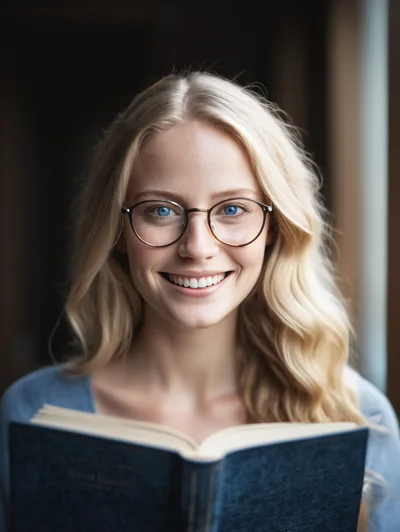 Young Woman Reading A Book By A Window