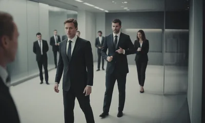Business Professionals Walking Through A Modern Corporate Office