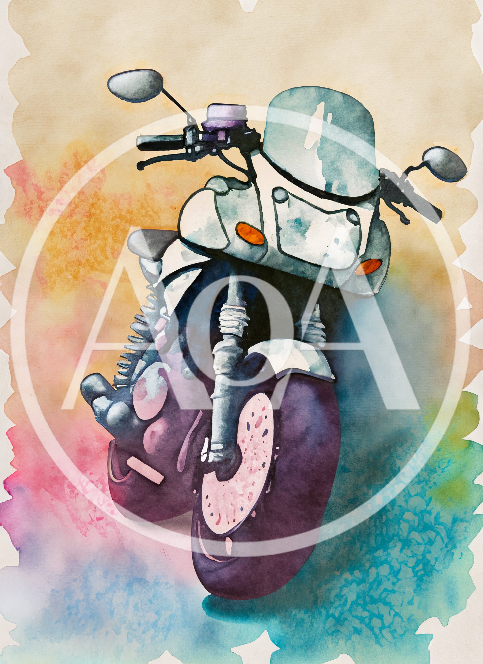 Watercolor Illustration Of A Sport Motorcycle