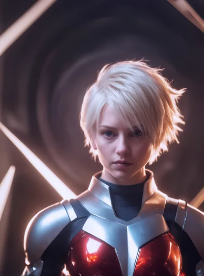 Portrait Of A Futuristic Female Warrior In Armor