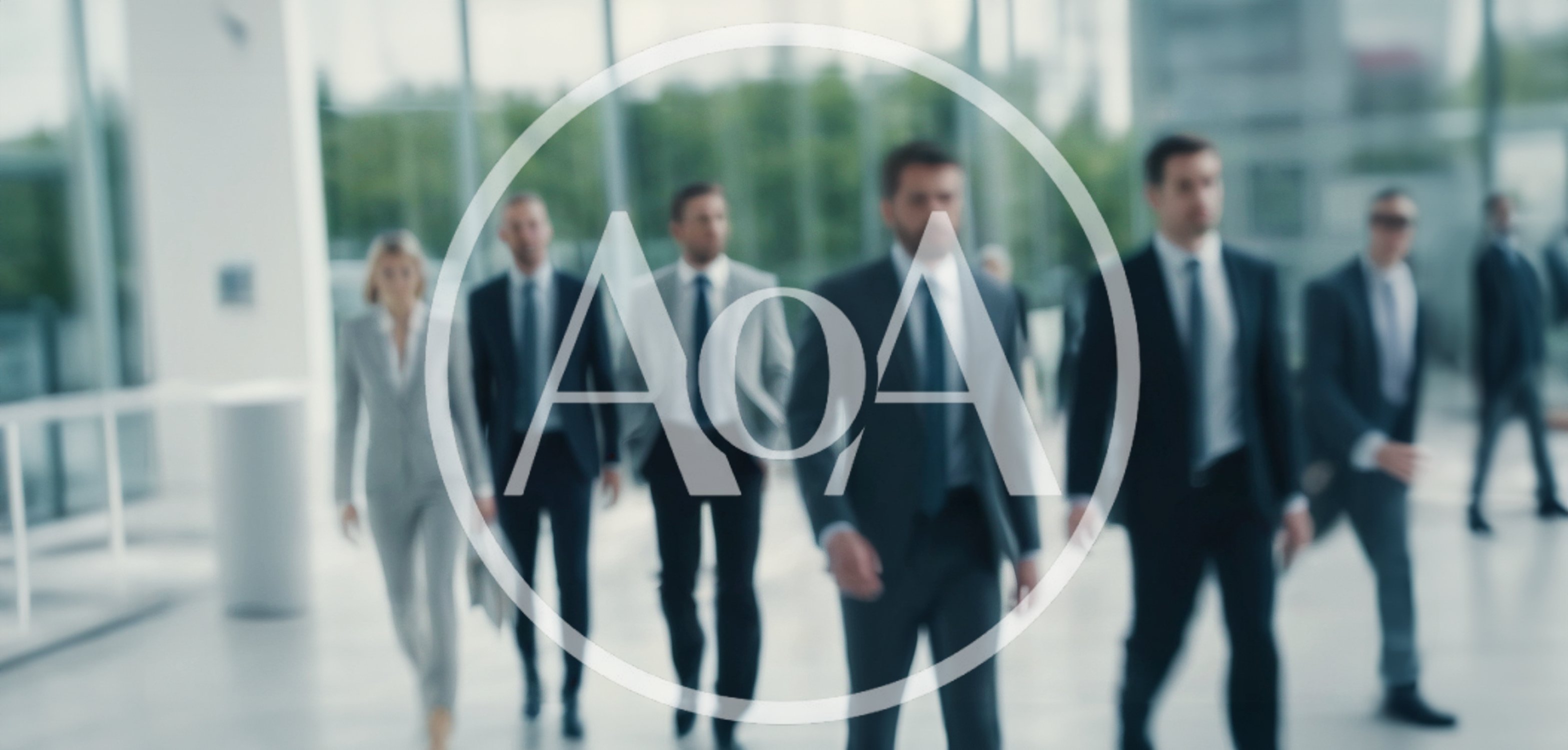 Business Professionals Walking Through Modern Office Lobby