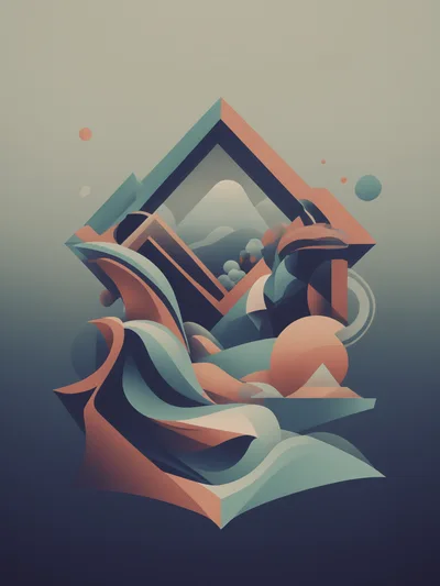 Abstract Geometric Landscape With Fluid Shapes And Soft Gradients