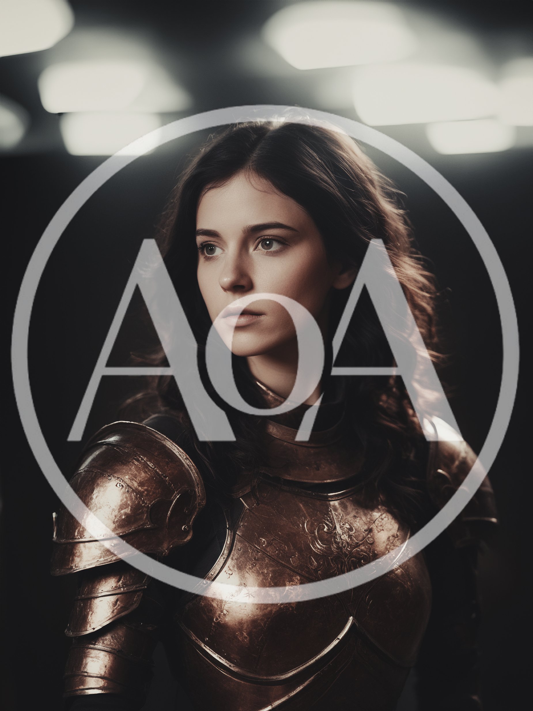 Portrait Of A Young Woman In Medieval Bronze Armor