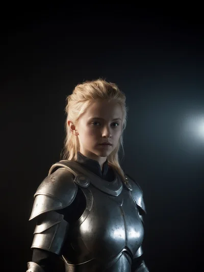 Young Female Knight In Polished Medieval Armor