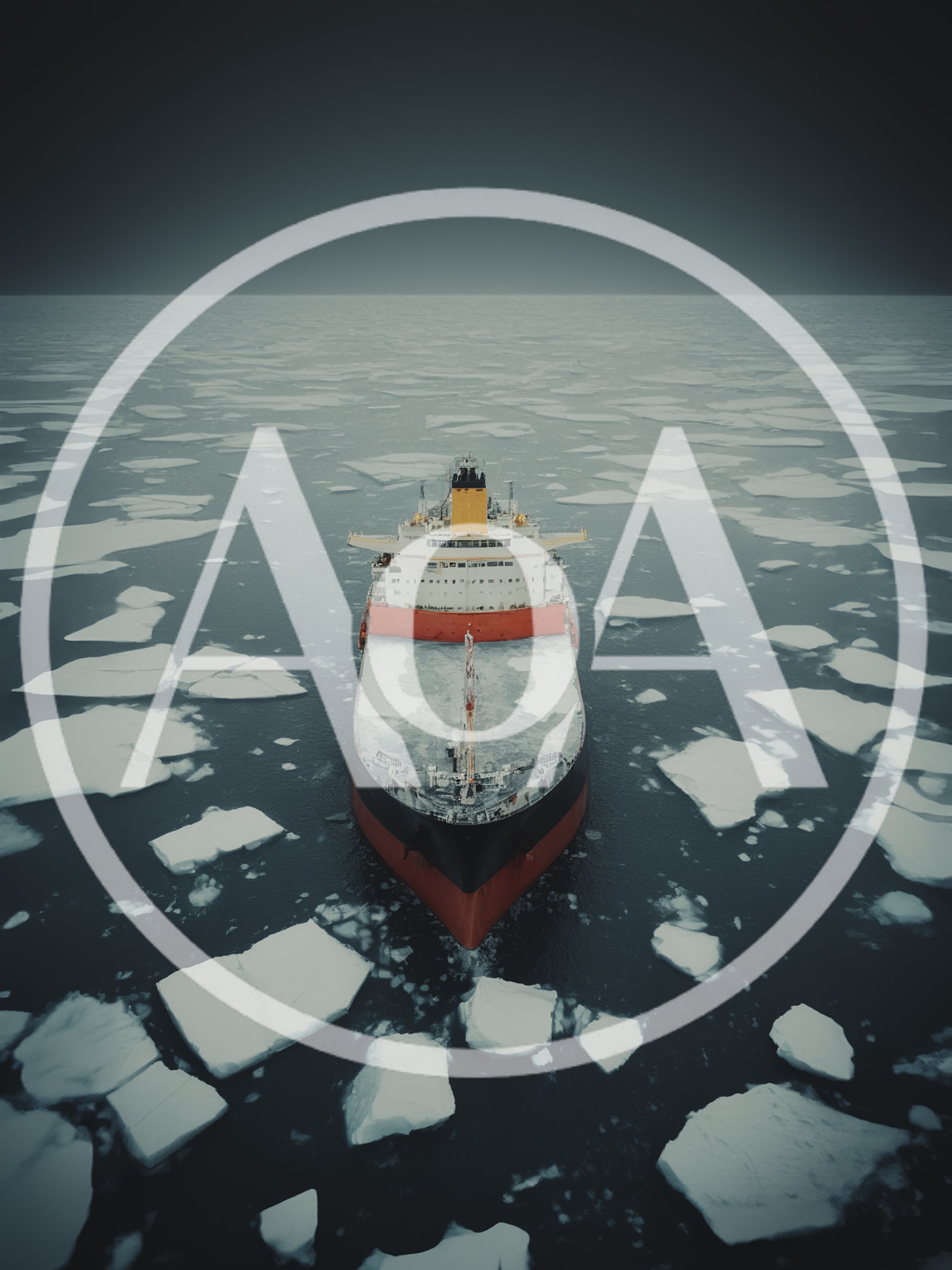 Icebreaker Ship Navigating Through Arctic Sea Ice