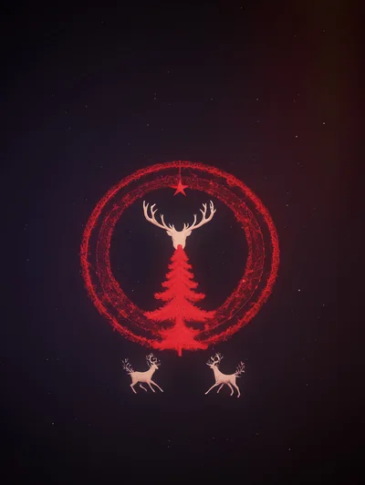 Minimalist Christmas Illustration With Deer And Pine Tree