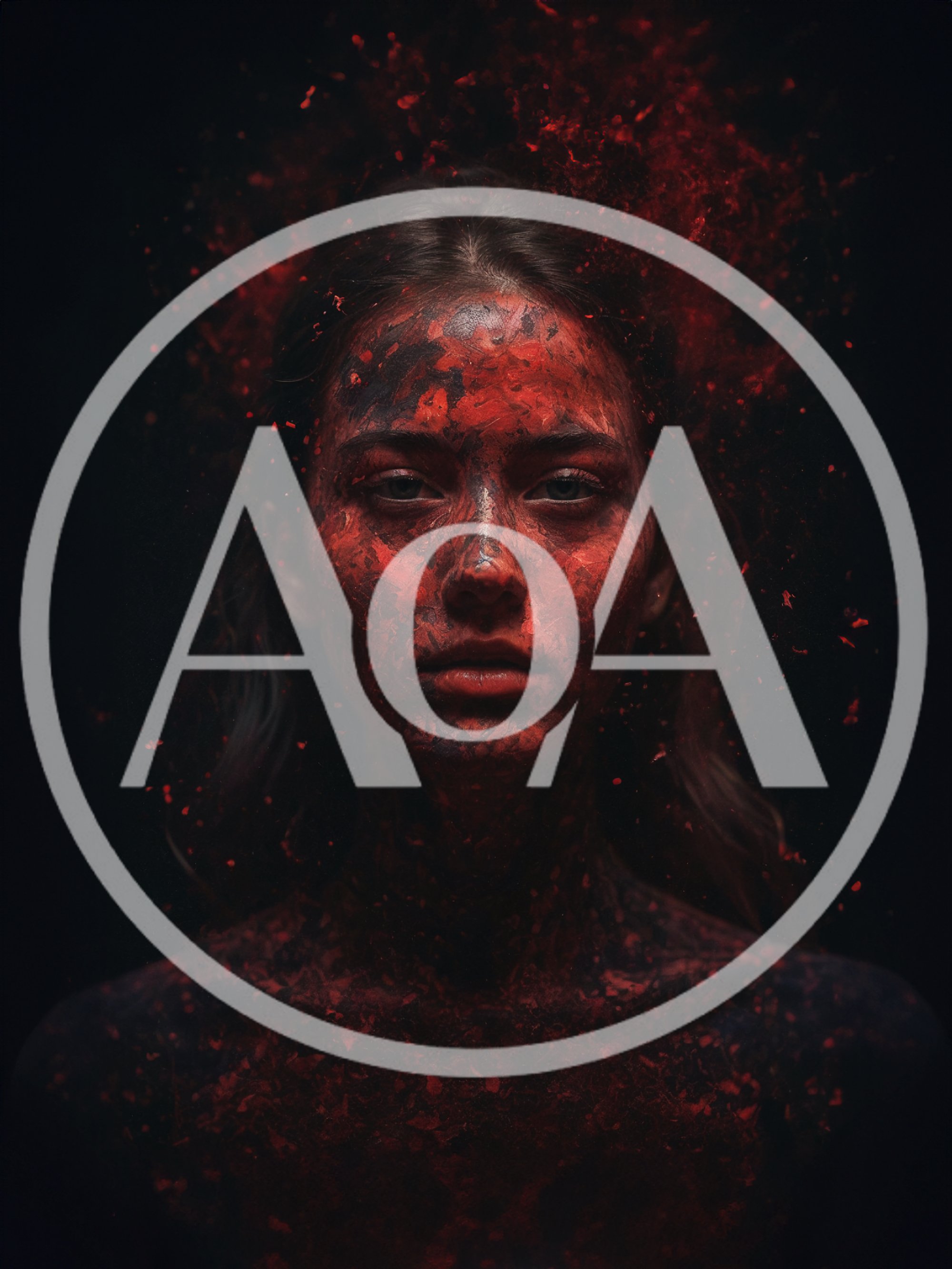 Portrait Of A Woman Covered In Red Paint
