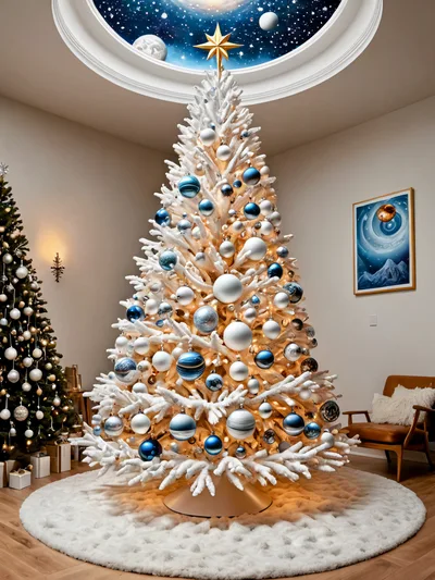 White Coral Christmas Tree With Celestial Decor