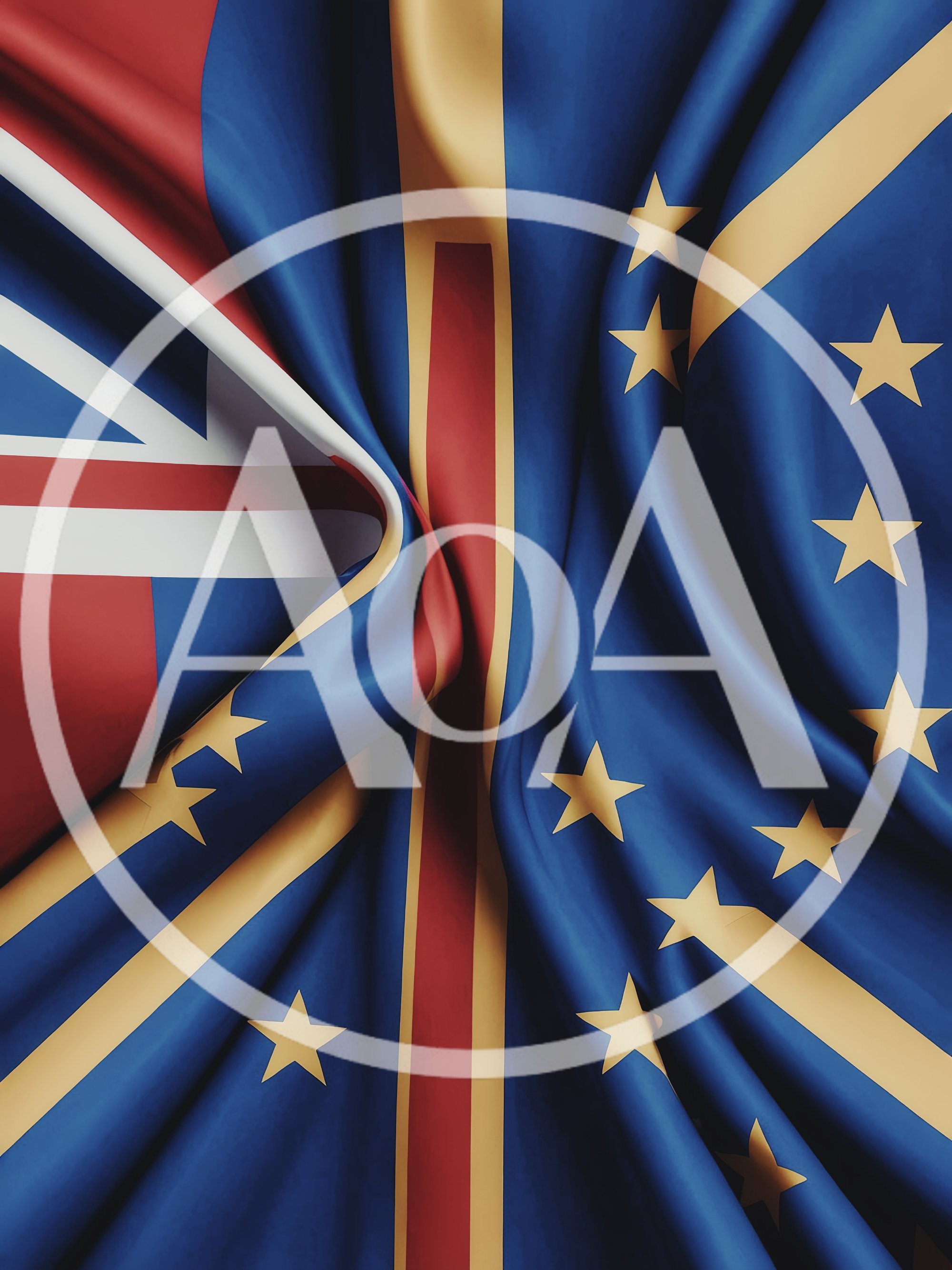 Woven Fabric Flags Of United Kingdom And European Union