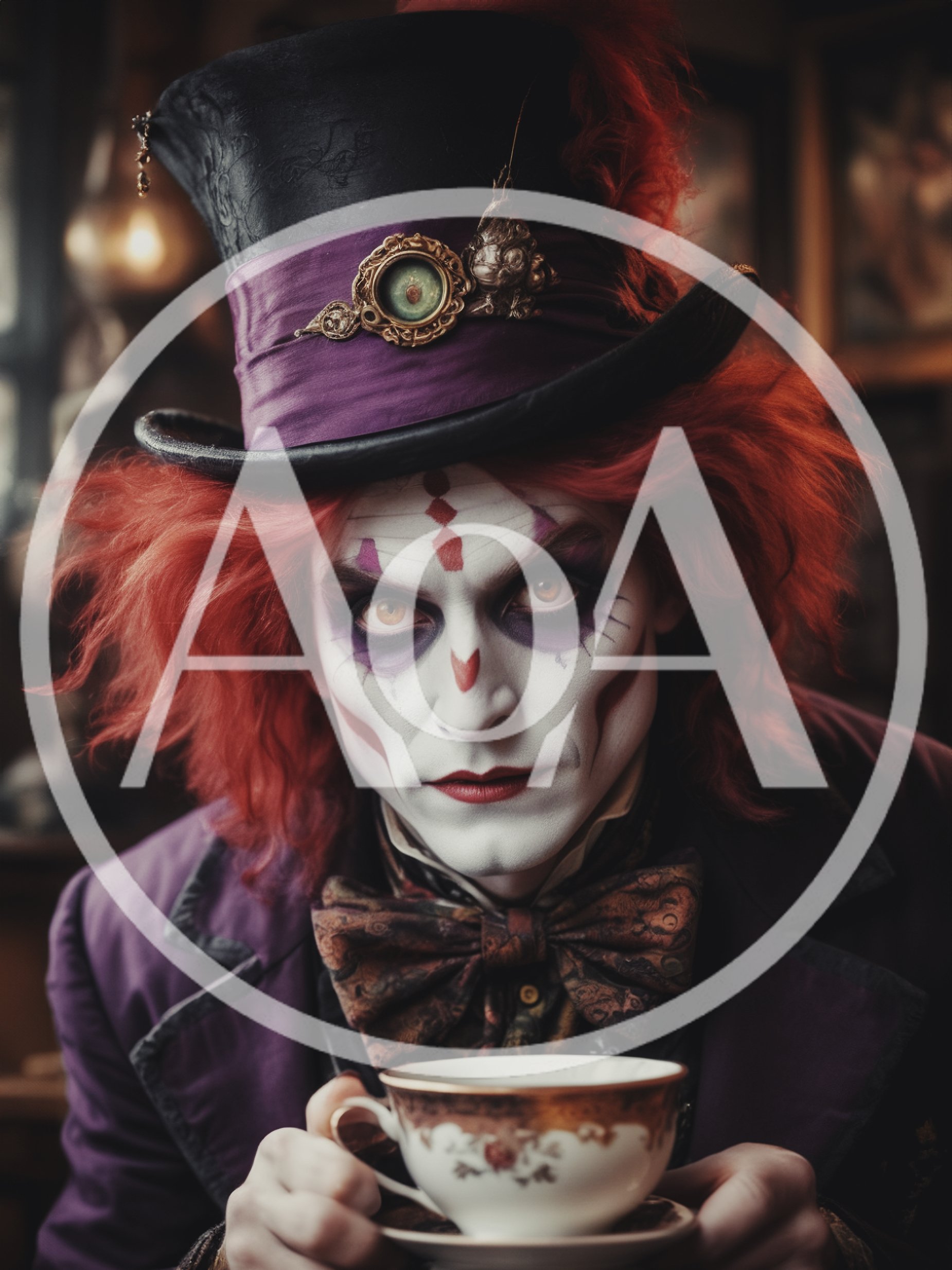 Mad Hatter Character Portrait With Tea Cup