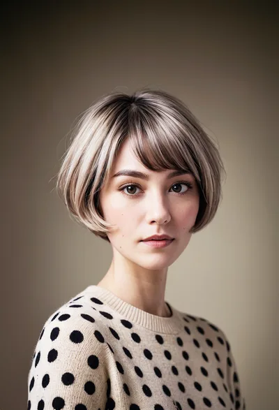 Portrait Of A Young Woman With Short Bob Haircut