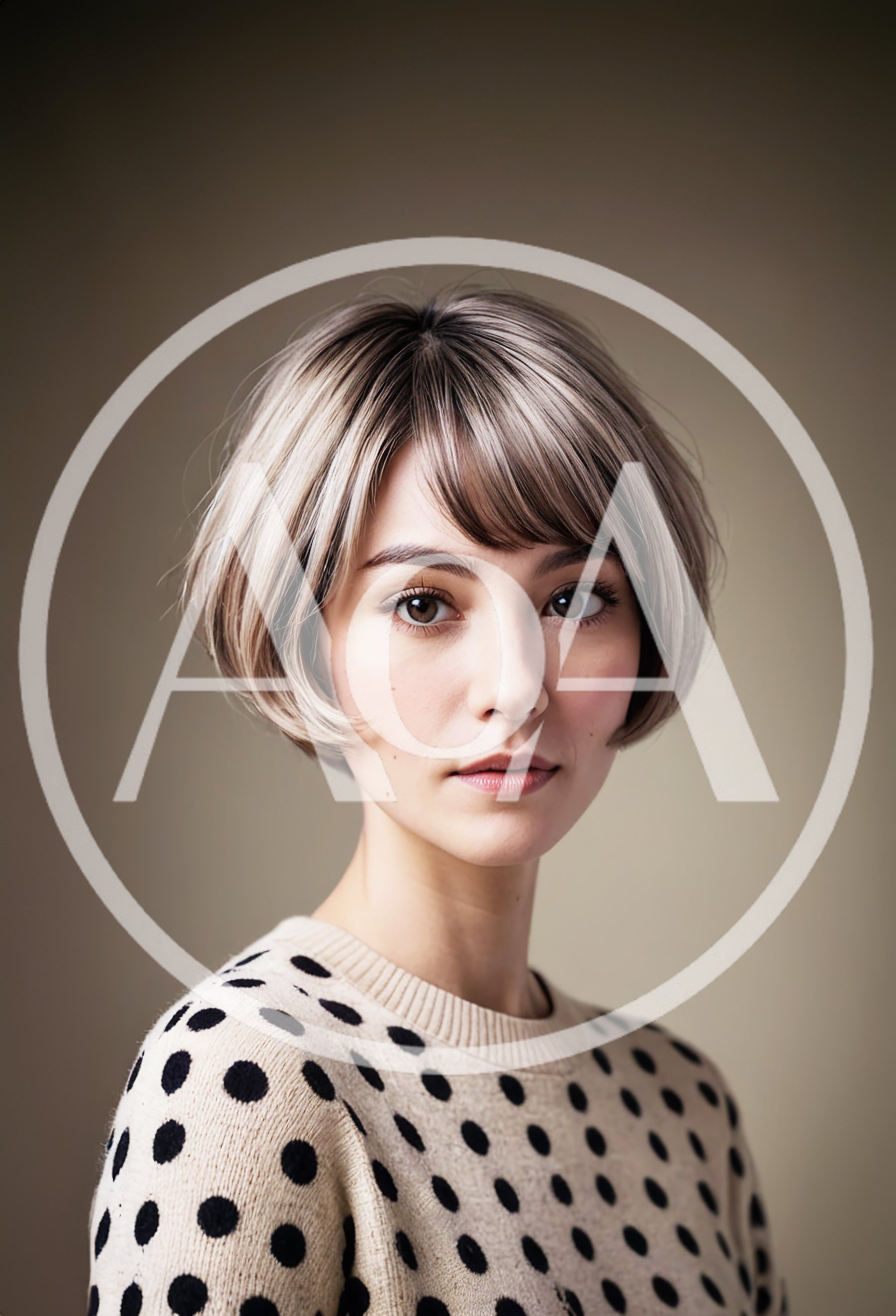 Portrait Of A Young Woman With Short Bob Haircut