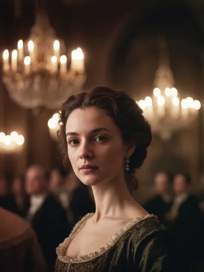 Portrait Of A Young Noblewoman In A Grand Ballroom
