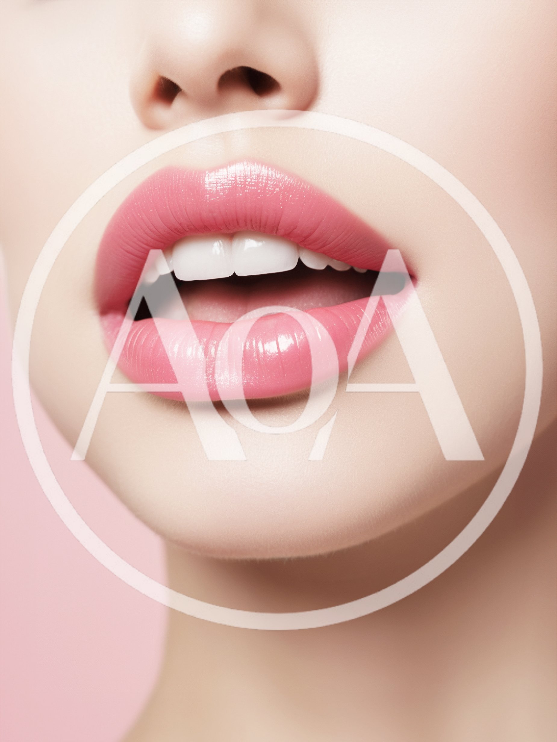 Close Up Of Woman With Glossy Pink Lips