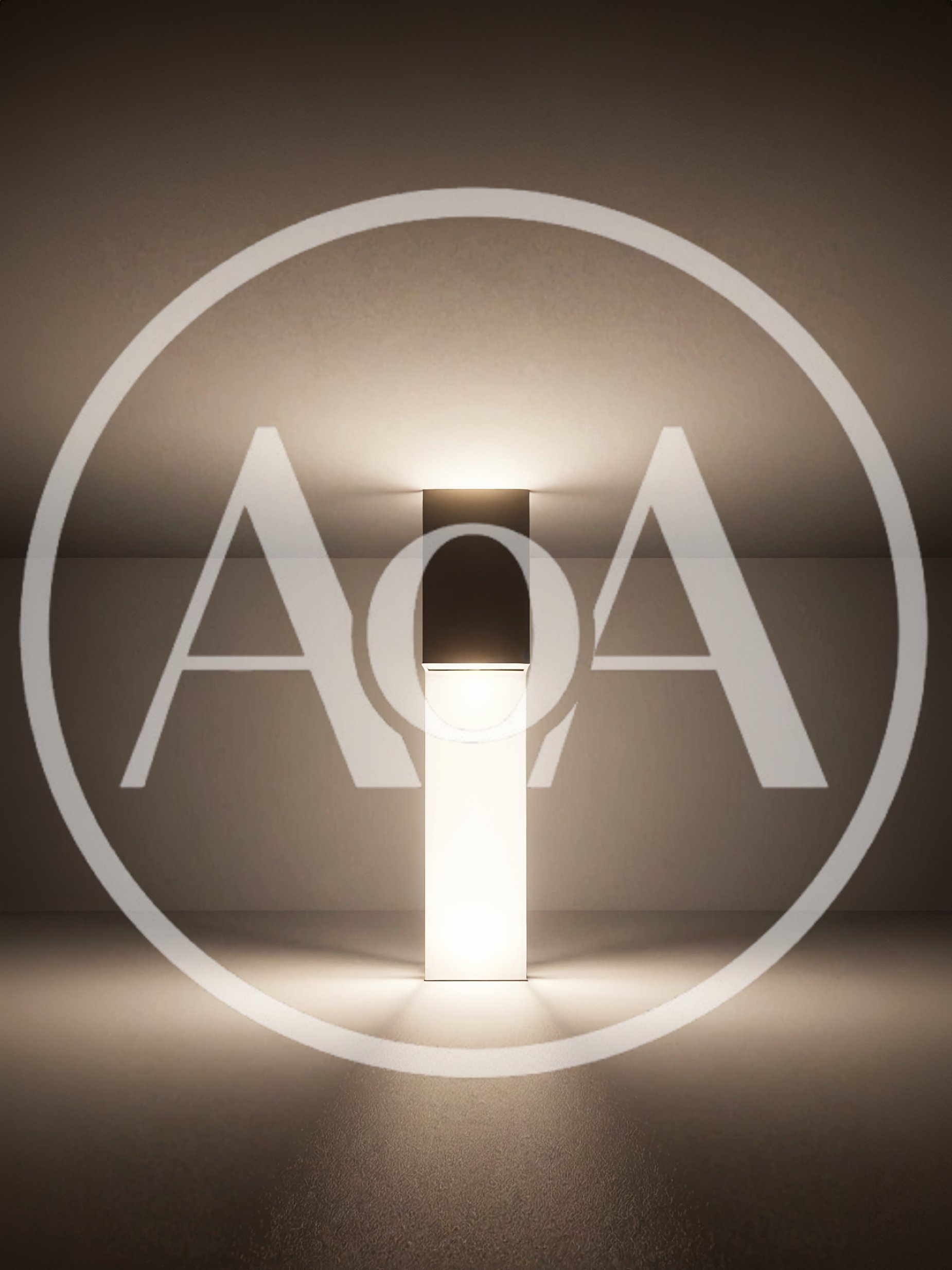 Minimalist Illuminated Pillar In A Dark Room