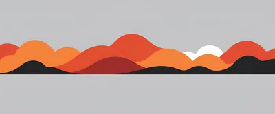 Abstract Minimalist Landscape With Layered Orange Hills