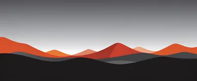 Minimalist Abstract Landscape With Red And Grey Hills