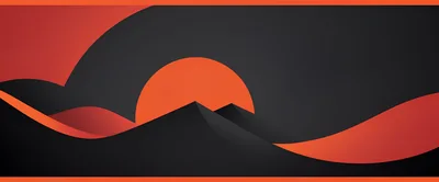 Minimalist Abstract Landscape With Orange Sun And Mountains