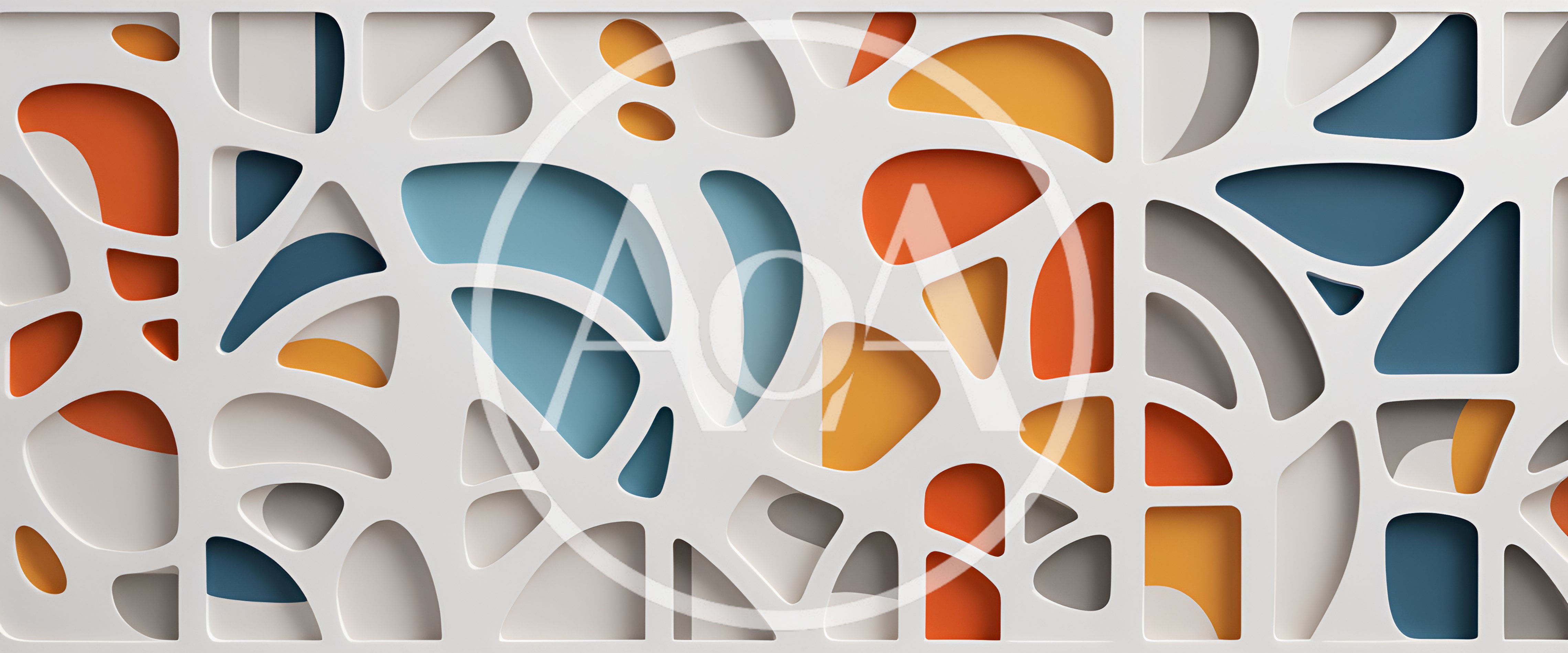 Abstract Geometric Pattern With Organic Cutout Shapes