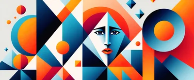 Abstract Geometric Portrait Of A Stylized Human Face