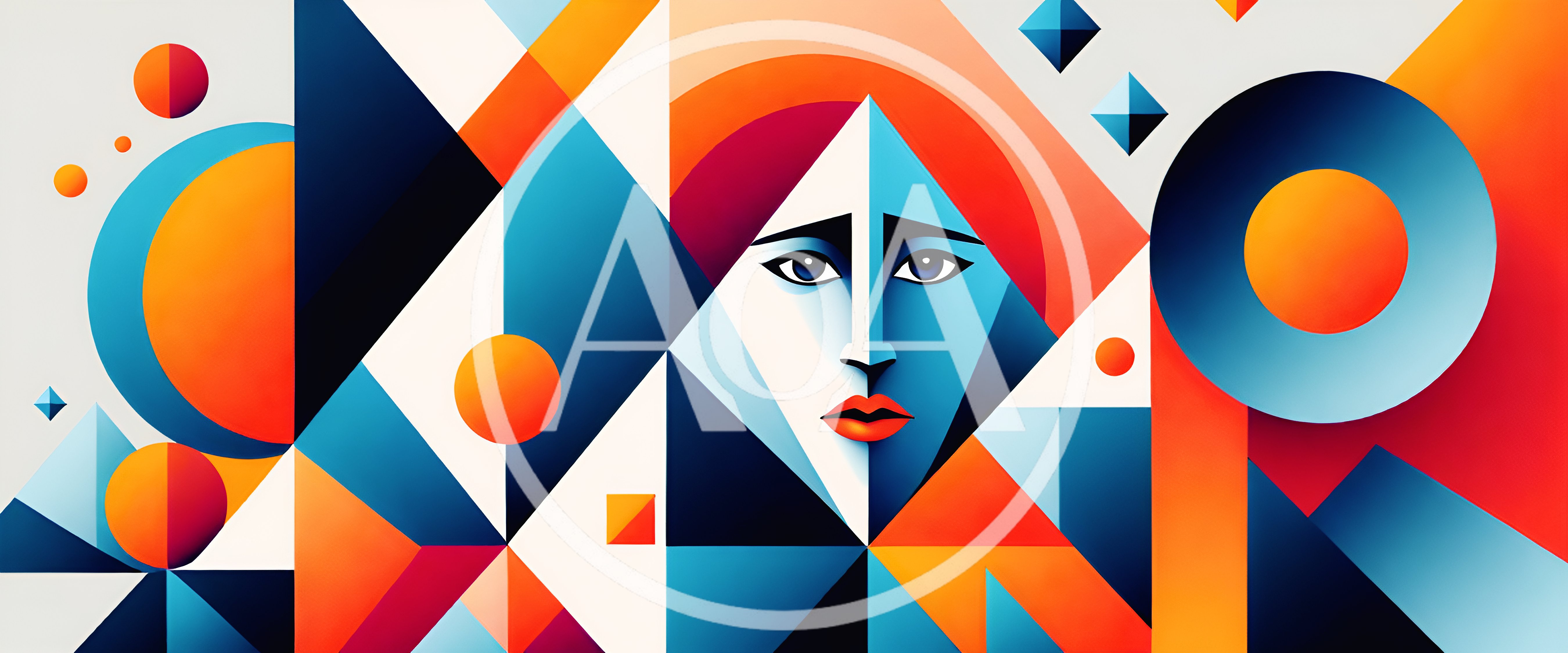 Abstract Geometric Portrait Of A Stylized Human Face