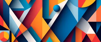 Abstract Geometric Composition With Vibrant Shapes And Colors