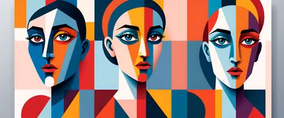 Abstract Cubist Portraits Of Three Women