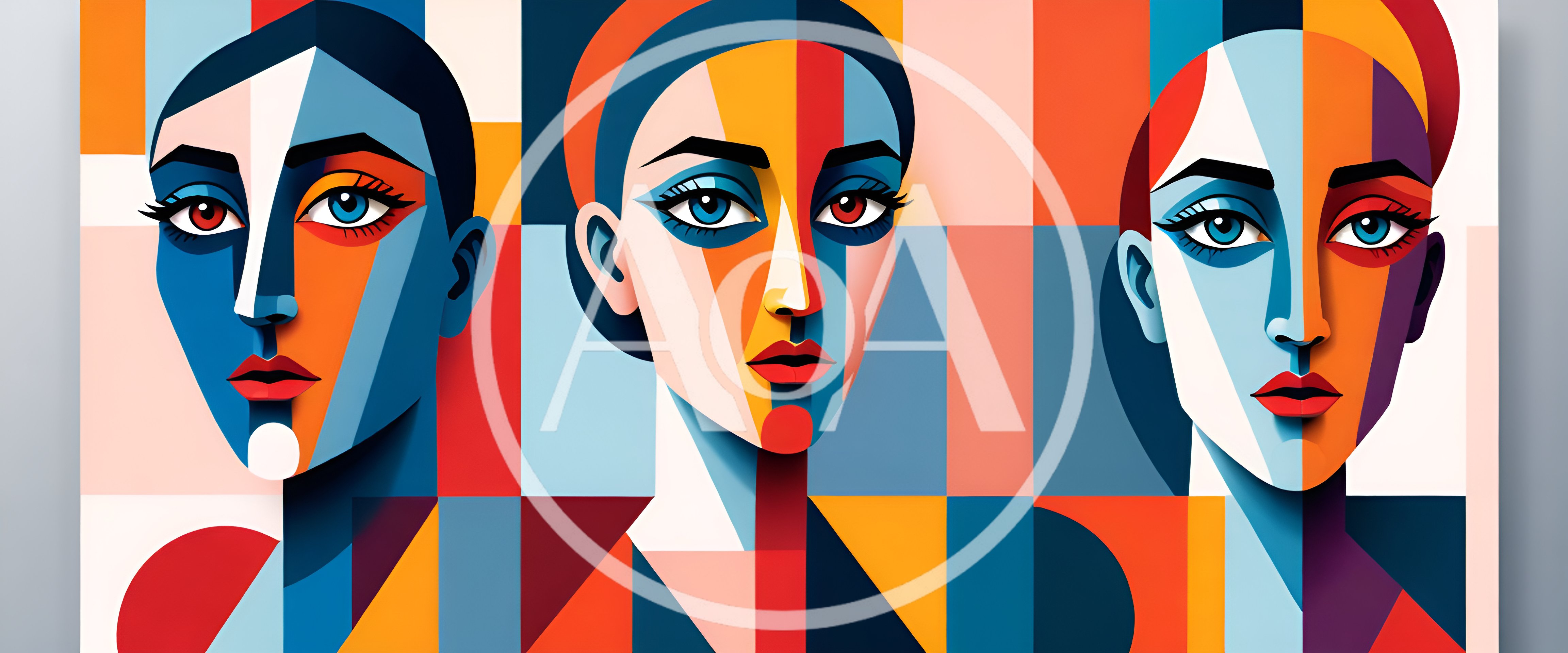 Abstract Cubist Portraits Of Three Women