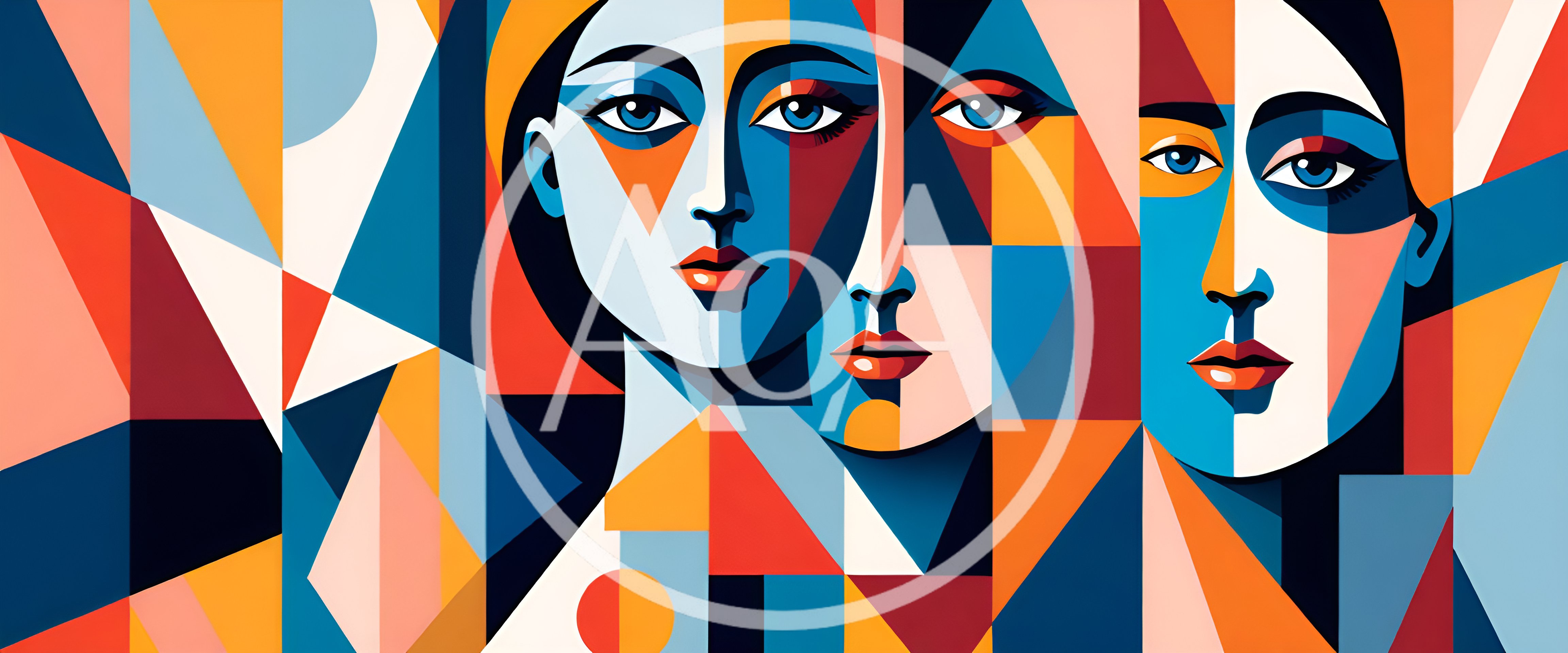 Abstract Cubist Portrait Of Three Women