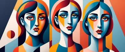 Abstract Cubist Portraits Of Three Women