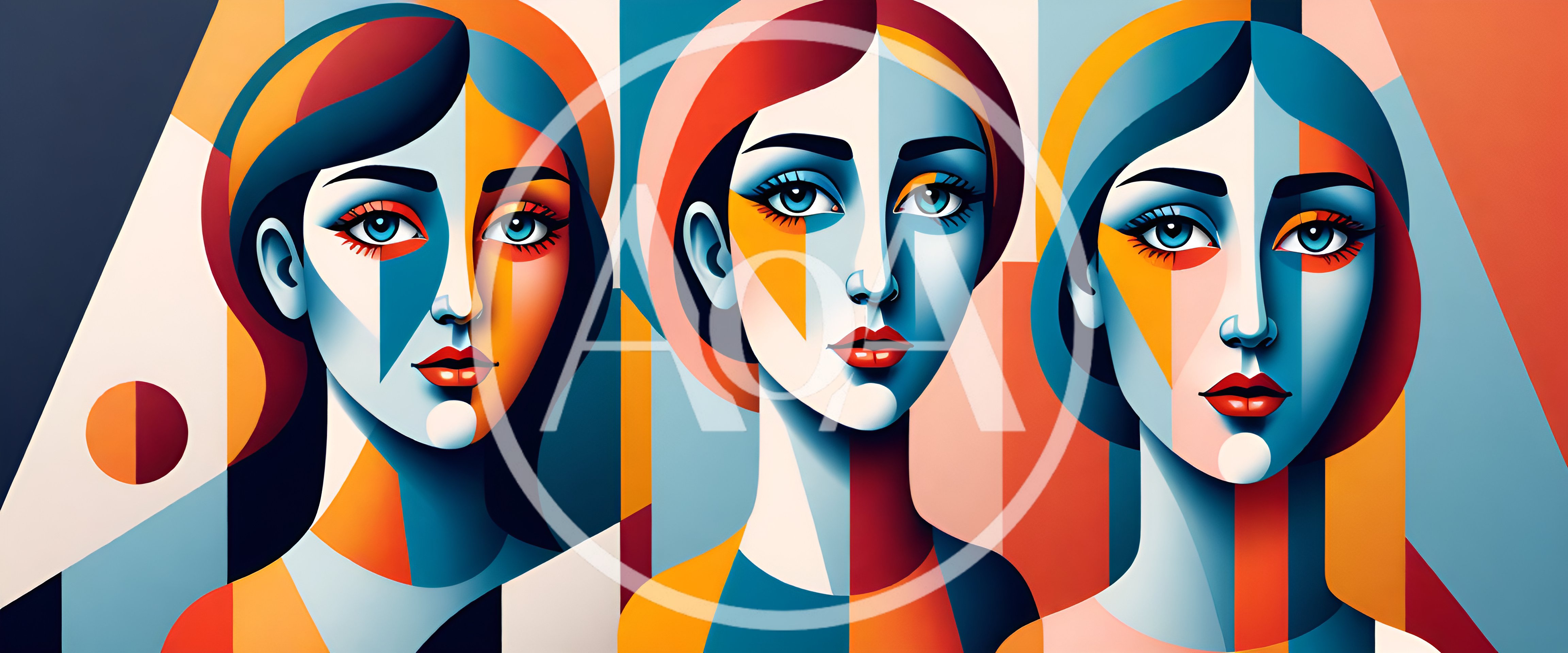 Abstract Cubist Portraits Of Three Women