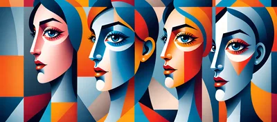 Abstract Cubist Portraits Of Four Women
