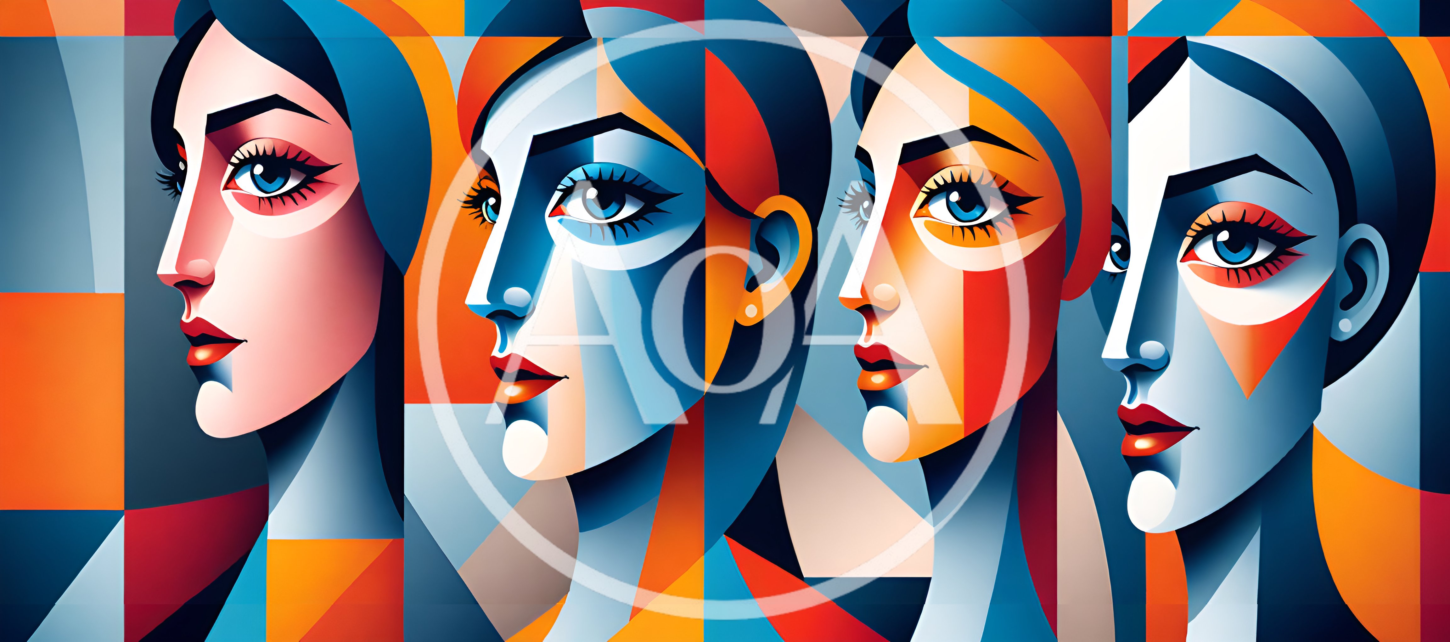 Abstract Cubist Portraits Of Four Women
