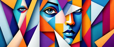 Abstract Geometric Portrait Of Human Faces