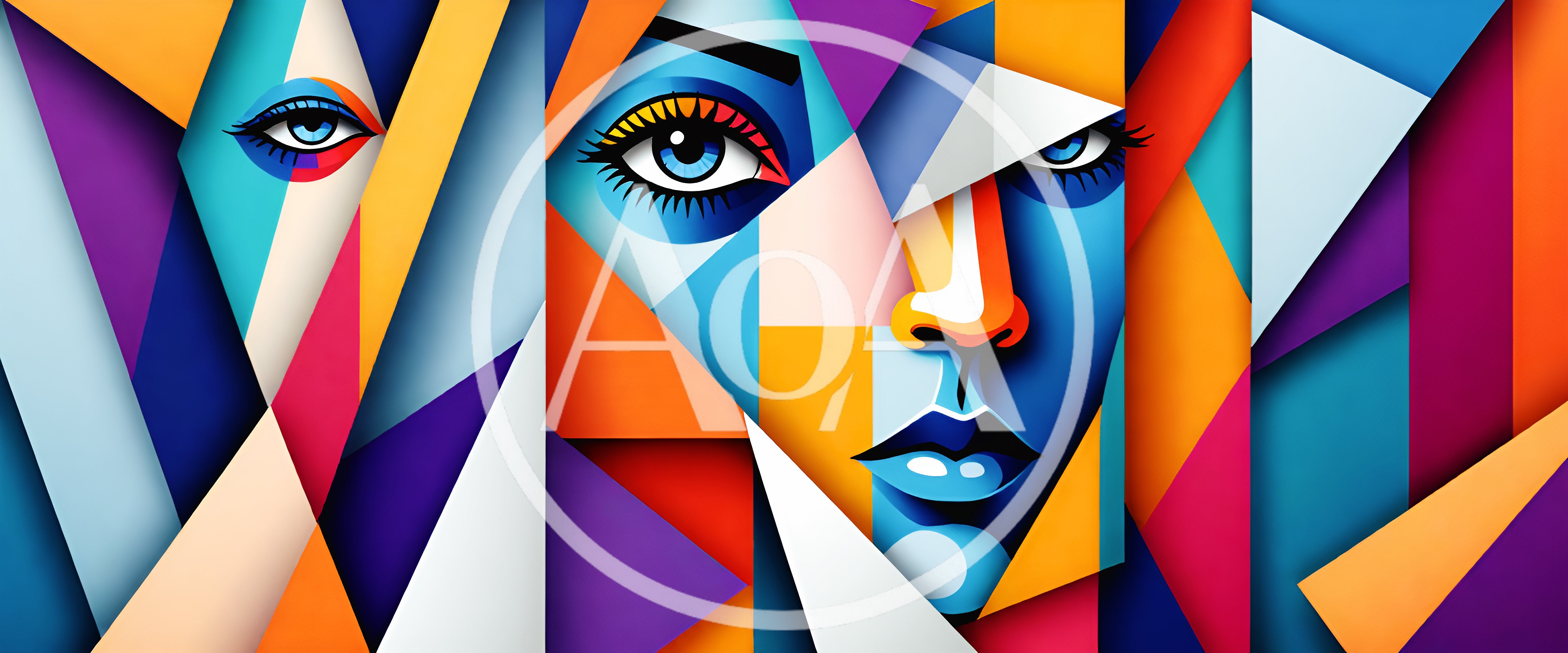 Abstract Geometric Portrait Of Human Faces